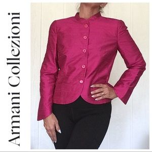 ARMANI COLLEZIONI PINK SILK SHANTUNG BUTTON UP  BLAZER SIZE 10